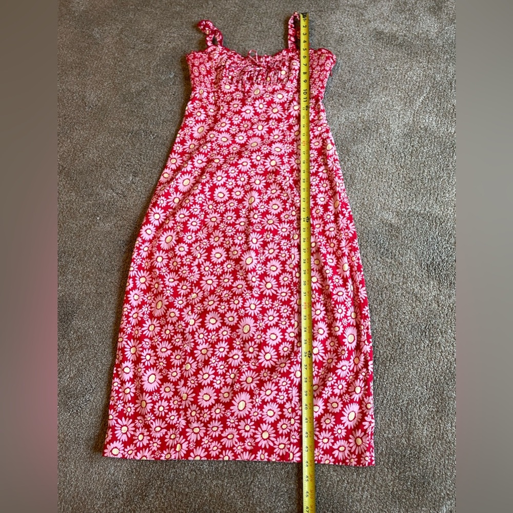 Free People Lucinda Tomato Daisy Midi Dress Lace Up Back Size M Spaghetti Straps - Picture 13 of 13